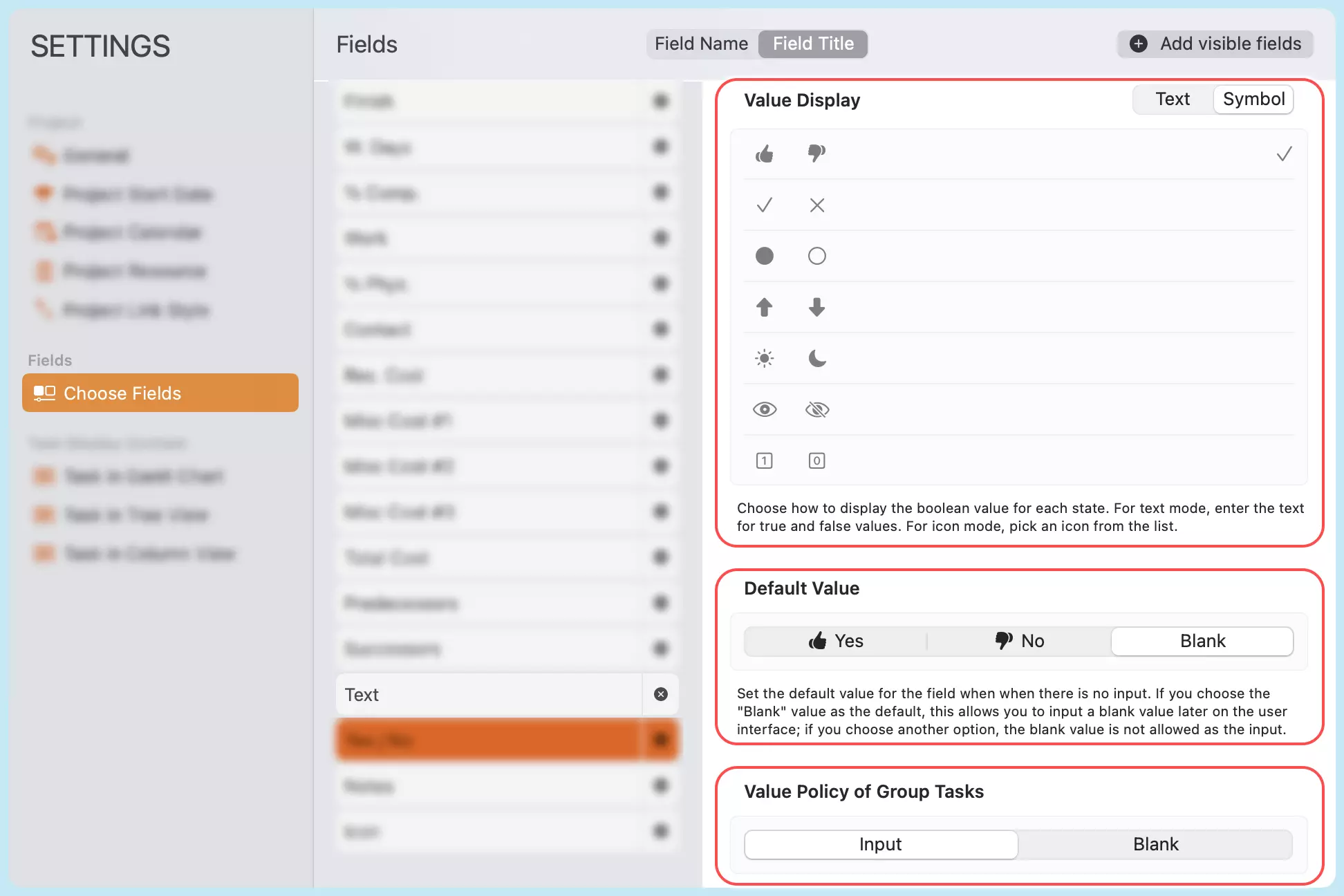 Boolean Display and Default
