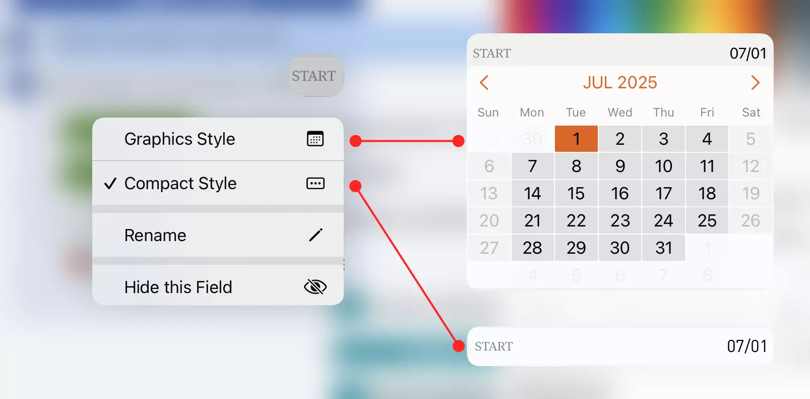 Date Field Title Context Menu