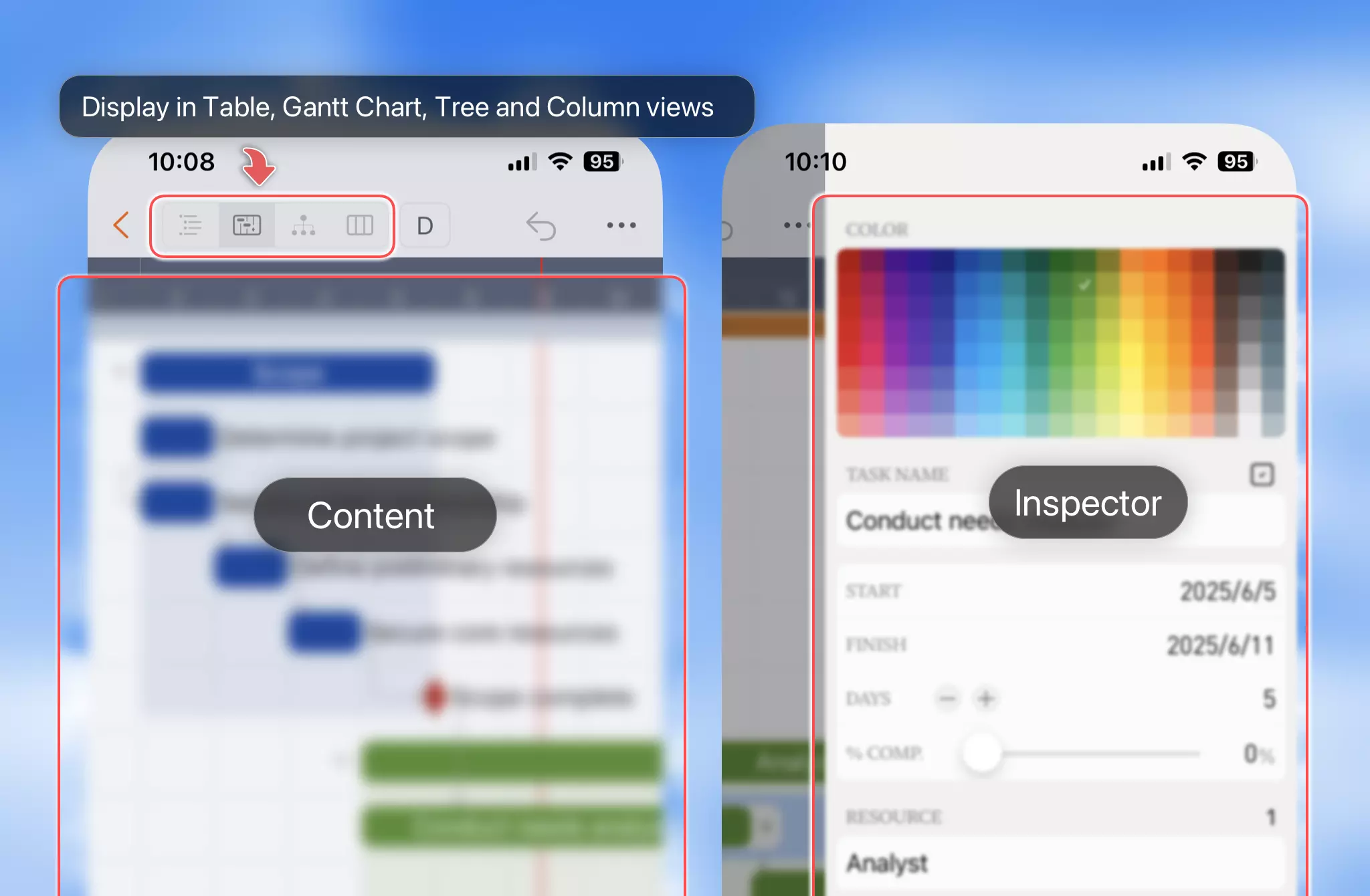 Projektfenster - iPhone