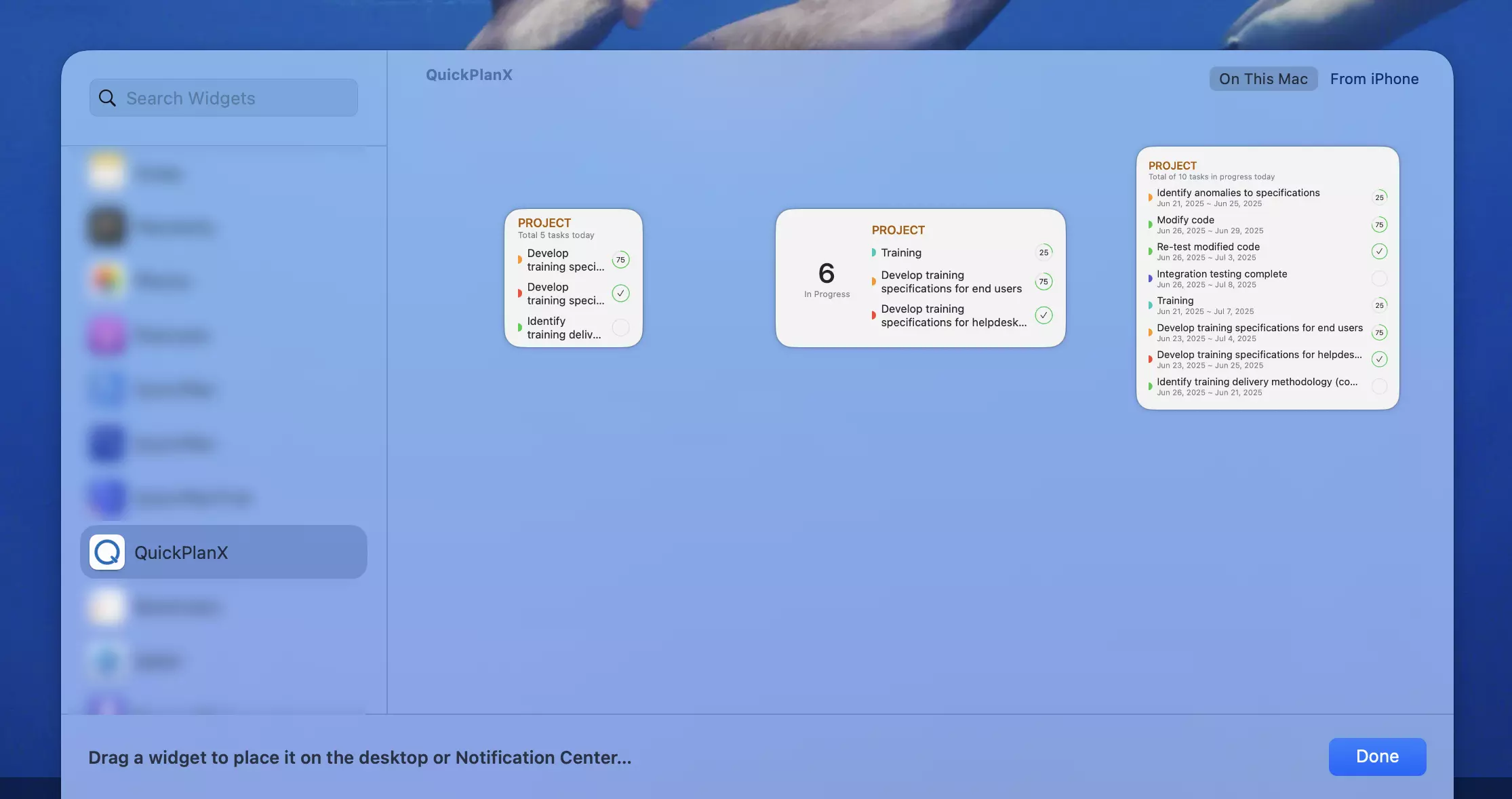 Ajouter le widget QuickPlanX