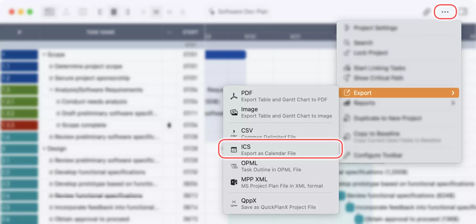 Hele project exporteren naar ICS-bestand op Mac