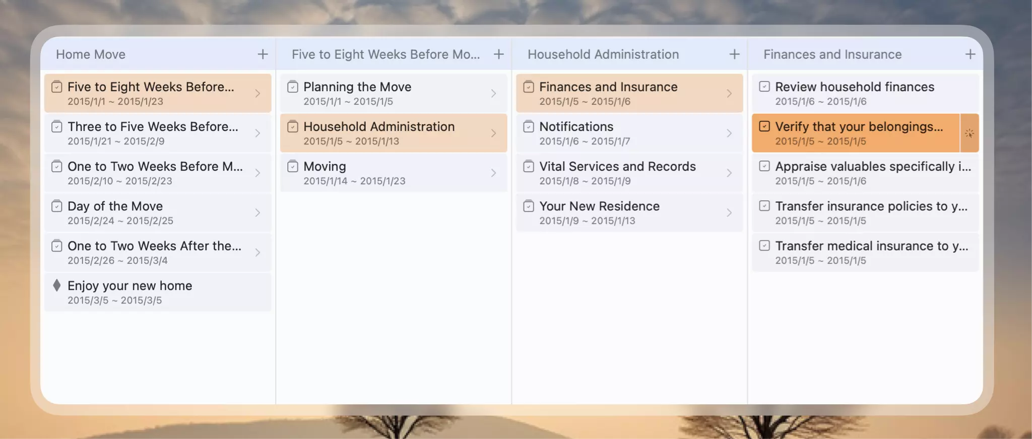 项目窗口分栏视图